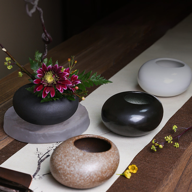 Ikebana Vase Kenzan - แจกันเซรามิกสไตล์ญี่ปุ่น ikebana kenzan โต๊ะน้ำชาแบบเซนแจกันดอกไม้ศิลปะดอกไม้เครื่องมือจัดการแบบยึดติด